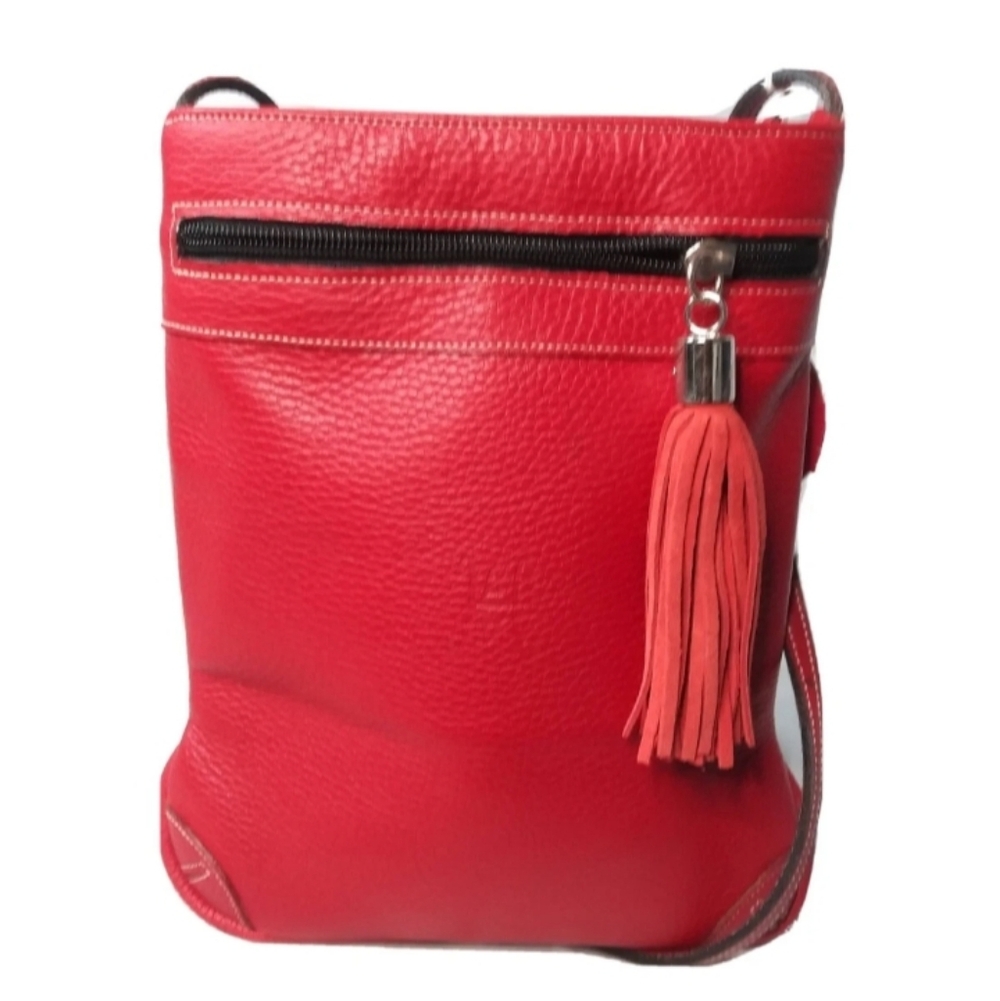 Vintage Artesania Leather Small Shoulder Bag Red Handbag - Picture 2 of 6